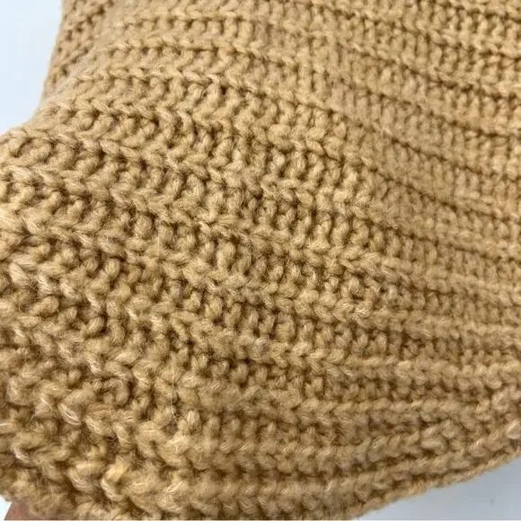 ANTHROPOLOGIE Rae Cropped Cardigan Tan Chunky Knit Sweater Oversized Size Small - Picture 9 of 11